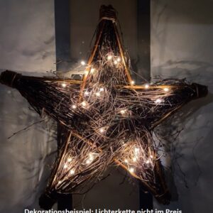 Stern mit Lichterkette aus Birkenreisig