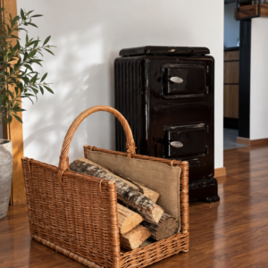 Kaminholzkorb eckig mit Jute-Inlay